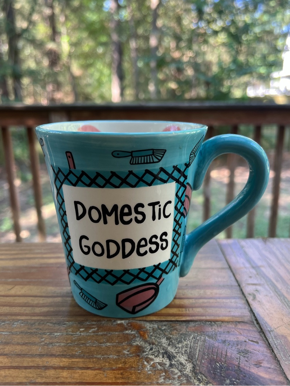 Lorrie Veasey Our Name Is Mud Domestic Goddess  Pink & White Coffee Ceramic Mug